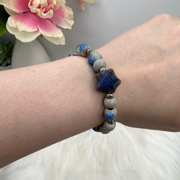 Blue Star Stone Beaded Bracelet - Picture 3 of 7